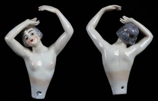Rare Perfect 4.  5 " Dressel & Kister Porcelain Half Doll Demi Figurine Pin Cushion