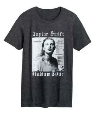 Taylor Swift Reputation Grey Album Cover Stadium Tour Tee Shirt Sz L