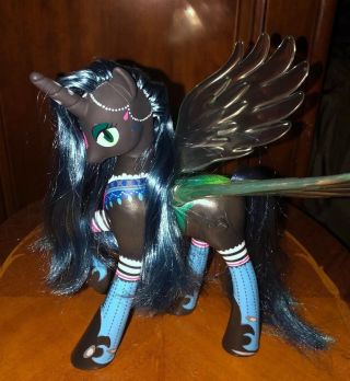 My Little Pony G4 Queen Chrysalis Black Talking Light Up Wings 9 Inch Tall Euc