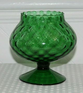 Vintage Empoli Italian Art Glass Emerald Green Optic Vase