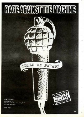 F7 Poster Size Advert 15x11 " Rage Against The Machine : Bulls Of Parade