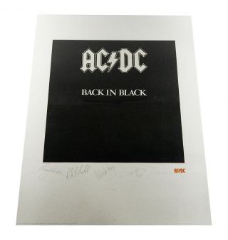 Ac/dc Back In Black Plate Signed Lithograph Print 22x28 