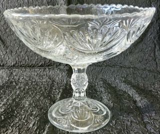 Vintage Cut Glass Footed Candy Dish Fruit Bowl Pedestal Compote Serving Bowl