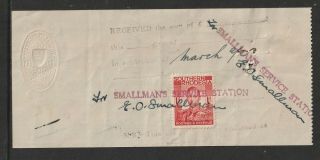1946 S.  Rhodesia Standard Bank of South Africa Revenue Cheque with 1d Embossed. 2
