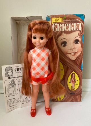 Vintage 16 " Ideal Cricket Doll Growing Hair Crissy Family Box Instructions Exc