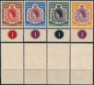 Singapore 1953,  Qeii Revenue Forgery Um/nh Set Of 4 To $ 500 Value.  N185