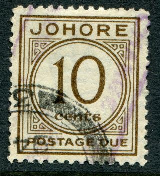 Malaysia (johore) Postage Due 1938 10c Sg D.  4 (cat.  £50)