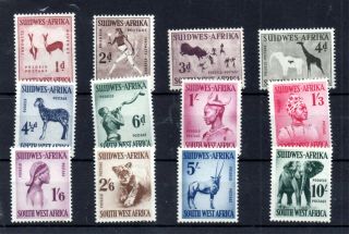 South Africa 1954 Wild Animals Lhm Set Sg154 - 165 Ws19585