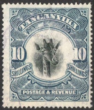 Tanganyika: 1922 - 1924 Sg 87a 10/ - Deep Blue - Cleaned Fiscally (36210)