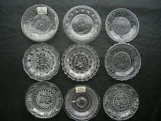 Eapg Early American Lacy Flint Glass Cup Plates Set Of 9