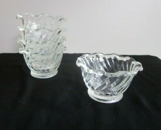 5 Vintage Clear Glass Ruffled Ice Cream Dessert Cups