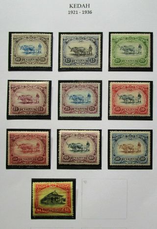 1261 - 20 10 Uh Malaya Kedah 1921 - 1926 Issue Vintage Stamps