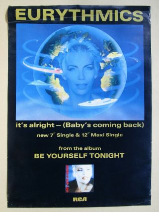 Eurythmics 1985 Rca Promo Poster Be Yourself Tonight Annie Lennox 27 " X 19 "