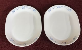 Corelle Provincial Blue Corning 12 " Oval Serving Platter Snack Tray,  Set Of 2