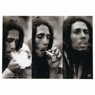 Bob Marley 3 Faces Photos Triple Smoke Fabric Poster Flag 30x40 "