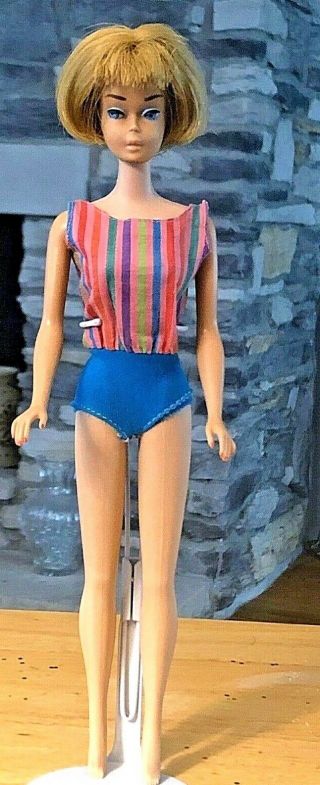 Vintage American Girl Dark Blonde Barbie In Swimsuit 1070