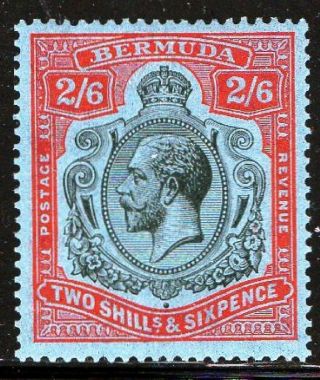 Bermuda 1927 Kgv 2/6d Black And Carmine/pale Blue Sg 89 Very Lightly Hinged