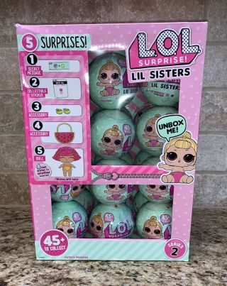 Lol Surprise Lil Sisters Series 2 Wave 1 Full Case Of 24 Untouched Balls
