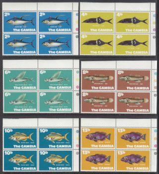 Gambia 1971 Currency Fish Block Set Um Sg271 - 283
