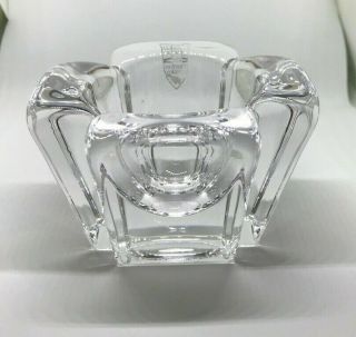 Orrefors Crystal Candle Holder Votive Glassware Heavyweight Modern Signed
