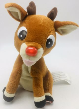 Rudolph The Red Nose Reindeer Plush Figurine 8 " Sings Lights Up 1992 By Gemmy