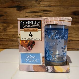 4 Corelle Coordinates Drinkware 16 Oz.  Blue Velvet