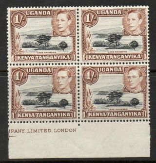 Kenya Uganda Tanganyika 1949 Kgv 1/ - Sg 145b Perf 13 X 12 1/2 - Block Of 4