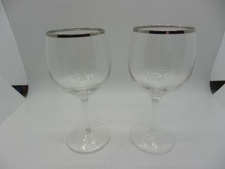 Set Of 2 Weatherly (platinum Trim) By Lenox 6 1/8 " Wine Glasses Disc.