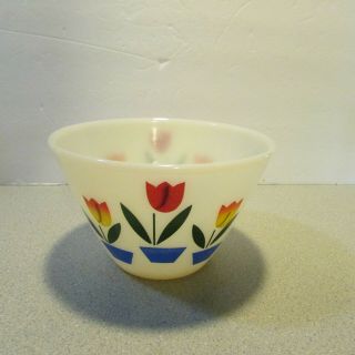Vintage Fire King White Tulip Grease Jar With No Lid