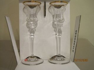 Mikasa Jamestown Gold Crystal Candlesticks/ Candle Holders,
