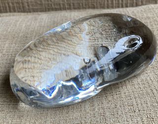 Vintage Clear Crystal Art Glass Galway Irish Potato Paper Weight Signed Heavy