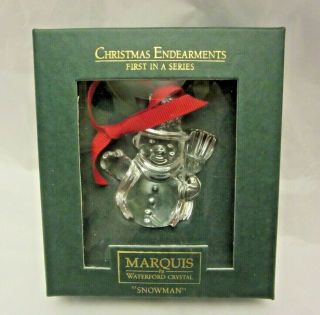 Vintage Waterford Crystal Marquis Christmas Endearments Snowman Ornament