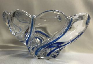 Mikasa Candy Dish Peppermint Swirl Cobalt Blue Clear Open Bowl Nut Glass Decor