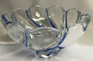 Mikasa Candy Dish Peppermint Swirl Cobalt Blue Clear Open Bowl Nut Glass Decor 2