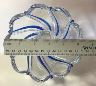 Mikasa Candy Dish Peppermint Swirl Cobalt Blue Clear Open Bowl Nut Glass Decor 3