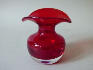 Collectable Italian Murano Red Lead Art Glass Stem Bud Flower Vase Uk P,  P