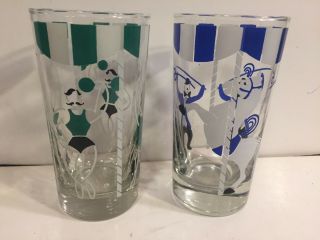 Vintage ' 50 ' s Libbey Circus Acts Glasses - 2 - 2