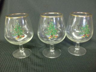 Cuthbertson Christmas Tree Brandy Snifter Glass Set Of 3 20 Oz.  6 " Tall