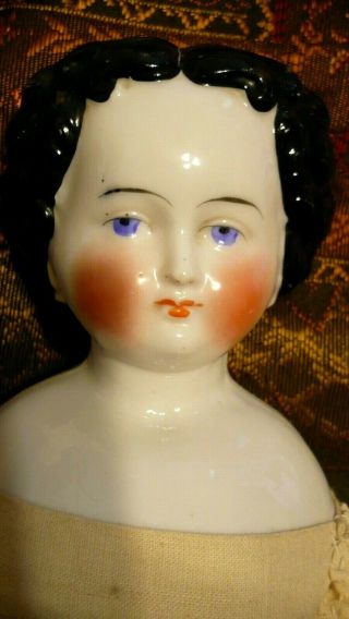 18 " Antique Fancy Hair China Doll,  Antique Body,  Rare Green China Boots