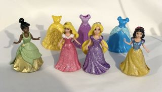 Disney Princess Magiclip Dolls W/extra Dresses - Tiana Aurora Rapunzel Elsa