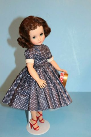 Madame Alexander Elise Doll In Tagged Navy Polka Dot Dress 1958