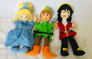Moravska Ustredna Brno Hand Puppets Peter Pan,  Wendy,  And Captain Hook