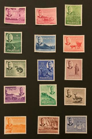 Mauritius 1950 Large Part O.  G.  Complete Set To 10r.  Sg 276/290 £75