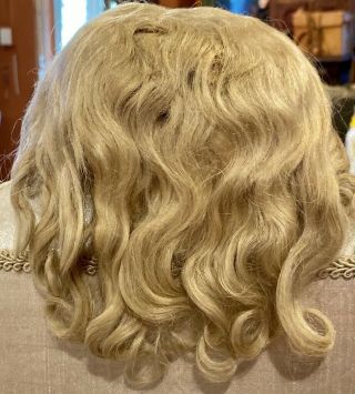 A25 Antique Finest 12 " Handtied Blond Mohair Wig For Antique Bisque Doll