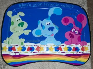 Blues Clues Magenta Green Tv Lunch Snack Activity Metal Tray 2004 Nickelodeon
