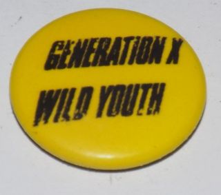Vintage 25mm Badge Pin Generation X Billy Idol Wild Youth Punk Rock Old Band