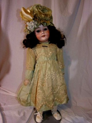 Antique Kley & Hahn Special 65 German Bisque 25” Composition Doll Brunette Girl