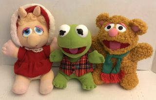 3pc Mcdonalds Christmas Muppet Babies Miss Piggy Kermit Fozzie Bear Plush 1987