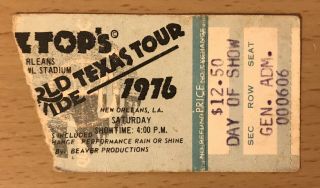 1976 Zz Top / J.  Geils Band Orleans Concert Ticket Worldwide Texas Tour Legs