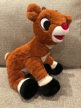 Rudolph The Red Nose Reindeer Plush Stuffed Animal Musical Nose Lights Up 18 "